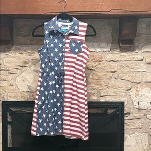 Magellan Outdoors Blue and Red Star Stripe Dress